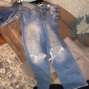 Celebrity pink size 13 blue jeans distressed with hole in knees